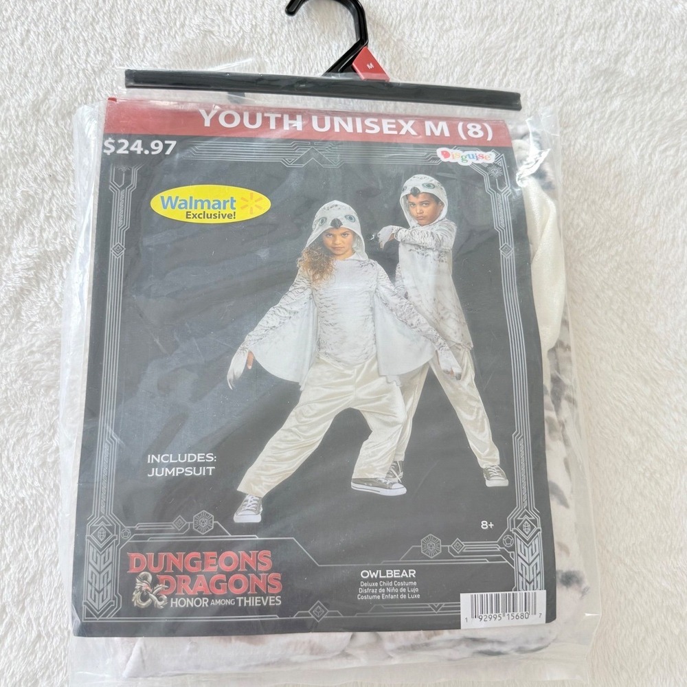 Disguise Owlbear Jumpsuit Costume Youth Size 8 White Dungeons & Dragons Deluxe